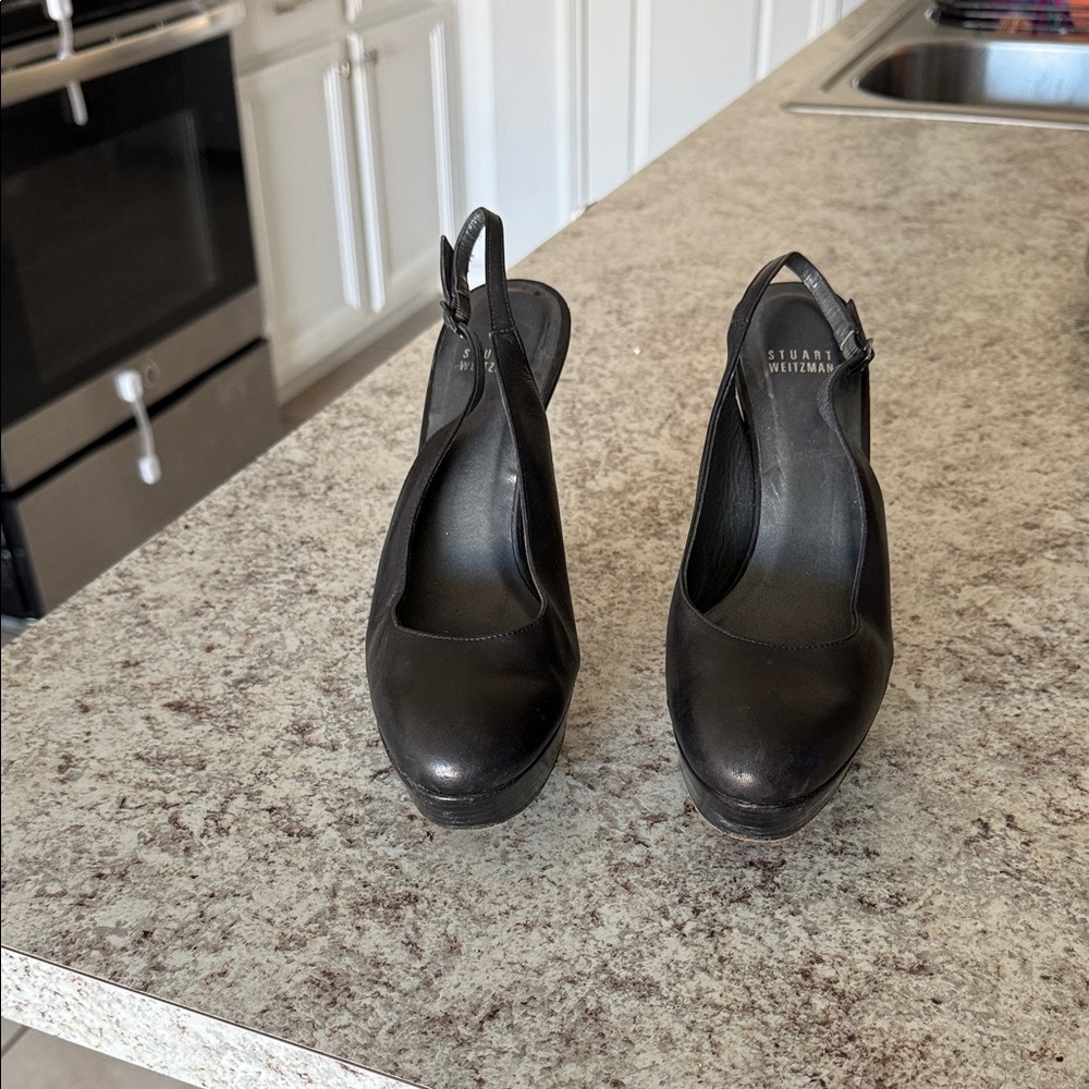 Stuart Weitzman Black Slingback Heels